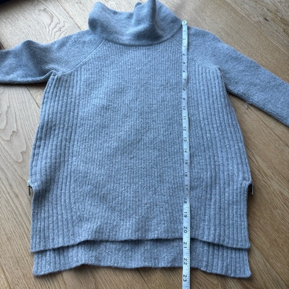 VINCE GREY SWEATER WITH SIDE ZIPPER CASHMERE & WOOL BLEND - Picture 10 of 15